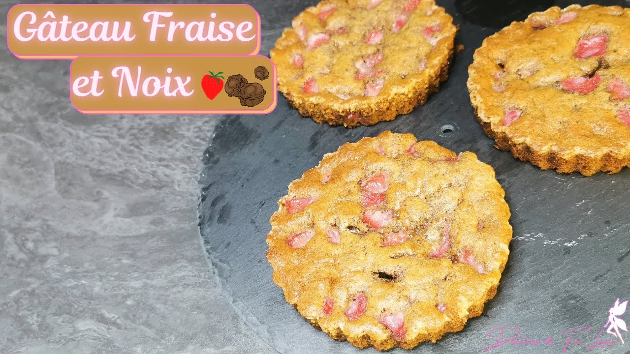 gâteau aux fraises et aux noix